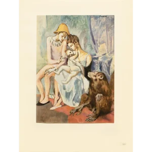 1948 After P. Picasso "The Acrobat's Family With a Monkey", First Edition Offset Lithograph