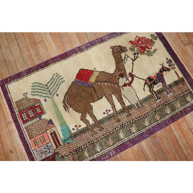 Folk Art Zabihi Collection Vintage Turkish Camel Donkey Rug - 2'5" x 3'11" For Sale - Image 3 of 6