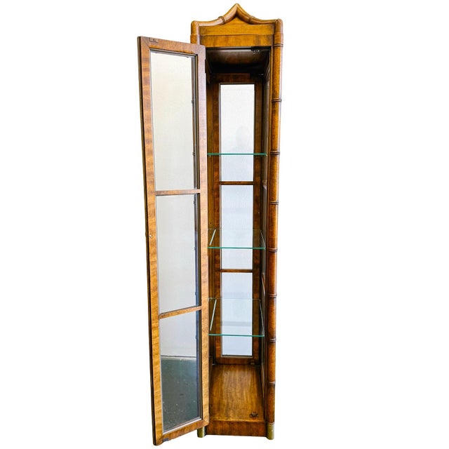 Vintage Weiman Hollywood Regency Faux Bamboo & Brass Glass Display Cabinet For Sale - Image 13 of 17