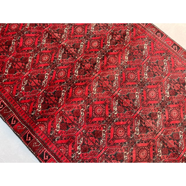 Textile Vintage Afghan Bashiri Turkmen Ikat-Lattice Rug - 7'0" X 4'2" For Sale - Image 7 of 14