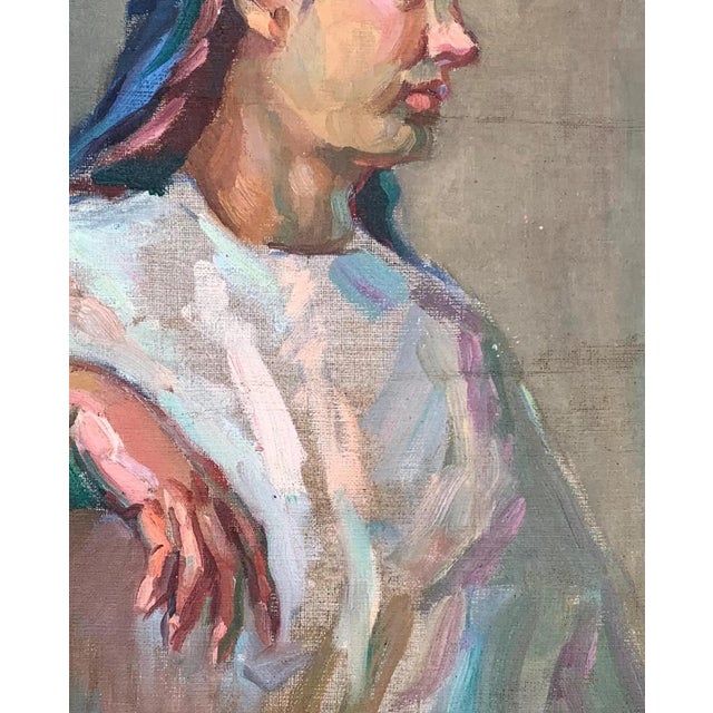 Soviet Children Portraits Children Antique Oil Painting Original Socialist Realism Soviet Art Ukrainian Artist Sokolovsky G. 57-46 1970s For Sale - Image 4 of 6