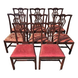 Set of 8 Traditional Cushioned Stickley Dining Chairs For Sale