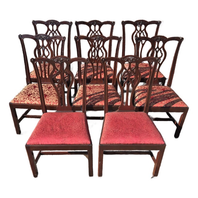 Set of 8 Traditional Cushioned Stickley Dining Chairs For Sale