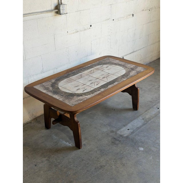 Oak Rectangular Tile-Top Coffee Table Danish Mid-Century Modern 1970s For Sale - Image 10 of 12