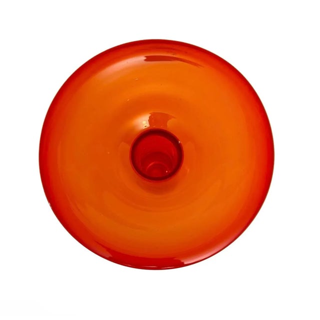 Mid-Century Modern Vintage 1960’s Flame Orange 9.25” Tall Top Hat Vase Japan (Rare). For Sale - Image 3 of 8