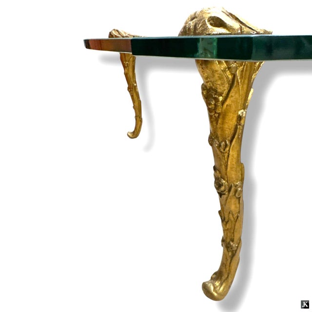 Mid-Century Modern Maison Charles Style Giltwood and Glass Coffee Table 1960s For Sale - Image 3 of 10