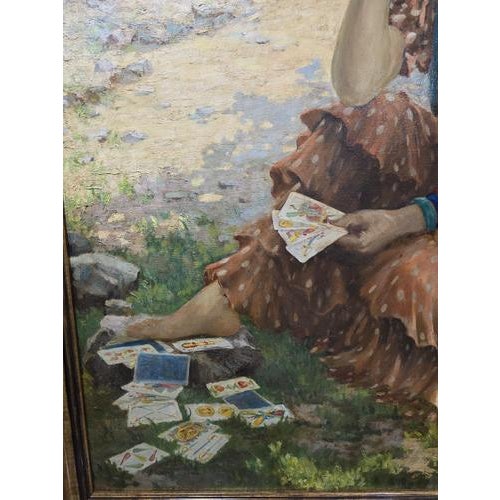 1920s Pradilla, Fortune Teller Reading Cards, 1900, Oil, Framed For Sale - Image 5 of 14