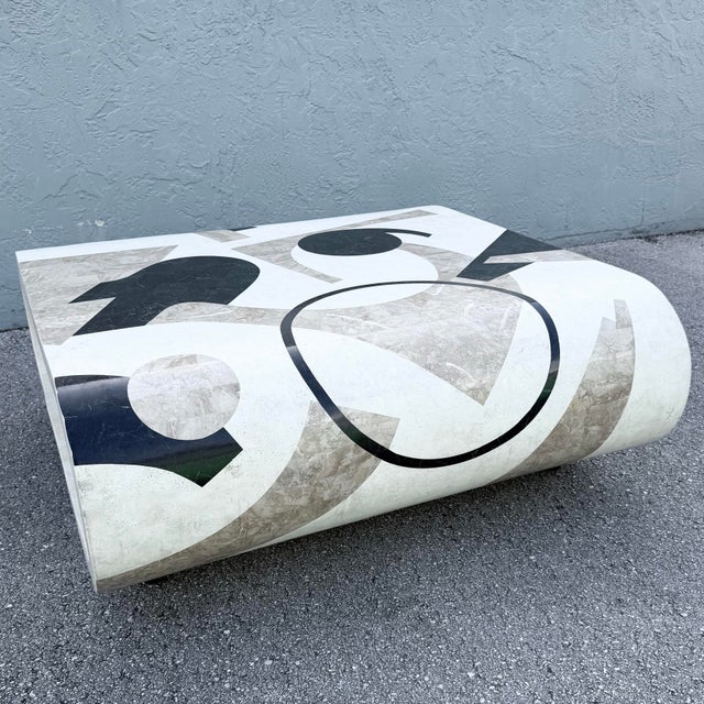 Stone Postmodern Abstract Tessellated Stone Waterfall Coffee Table For Sale - Image 7 of 12