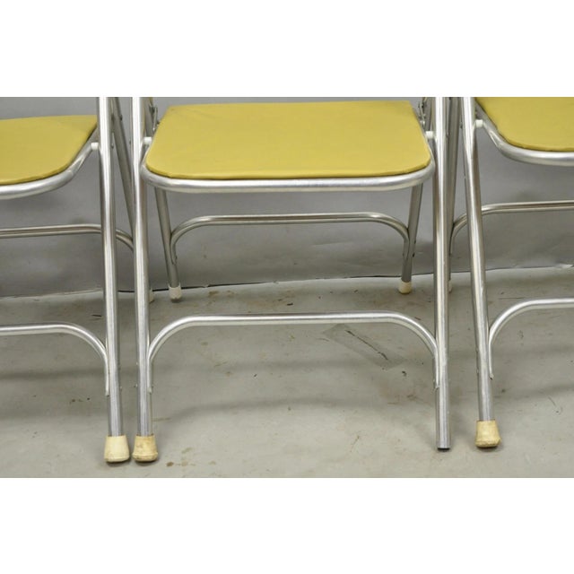 Silver Vintage Mid Century Modern Aluminum Folding Dining Chairs by Airlite - Set of 4 For Sale - Image 8 of 18