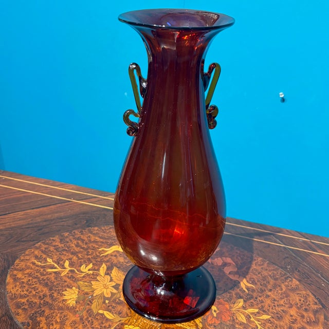 Antique Ruby Red Murano Glass Vase by Vittorio Zecchin for Cappellin, 1920s For Sale - Image 14 of 17