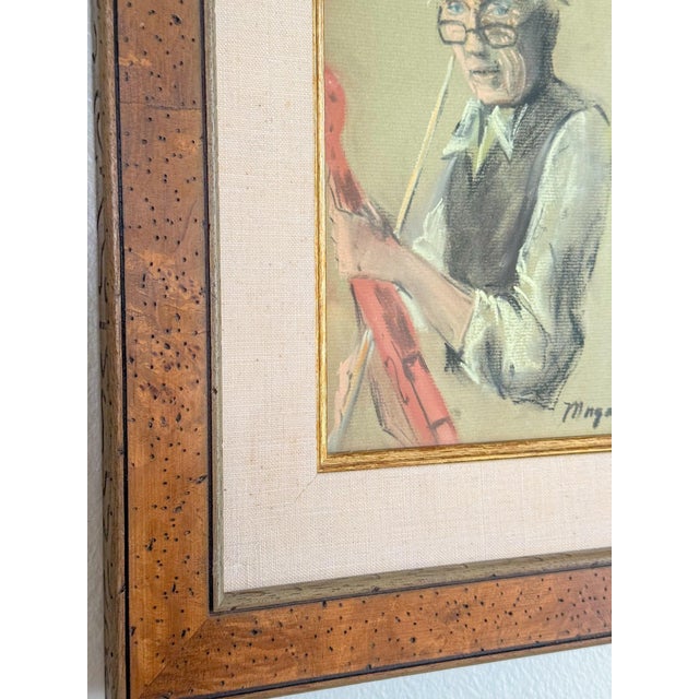Drawing/Sketching Materials Framed Original Pastel Portrait Sketch of Violinist, Signed For Sale - Image 7 of 9