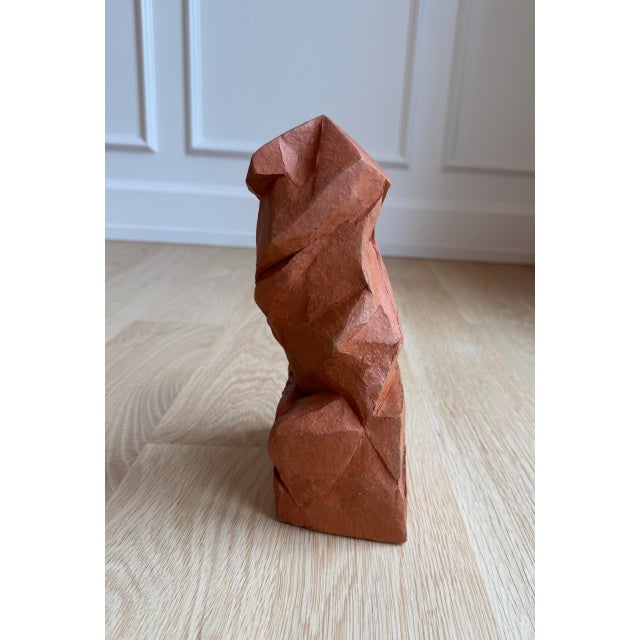 Sueko Kawamura Signed Terracotta Abstract Figurative Sculpture, Cubist Style For Sale - Image 4 of 9