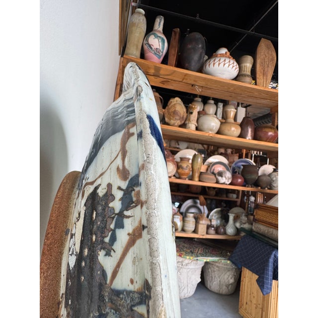 Black 1987 Josef Zala Abstract Studio Art Ceramic Plate on Metal Stand For Sale - Image 8 of 12