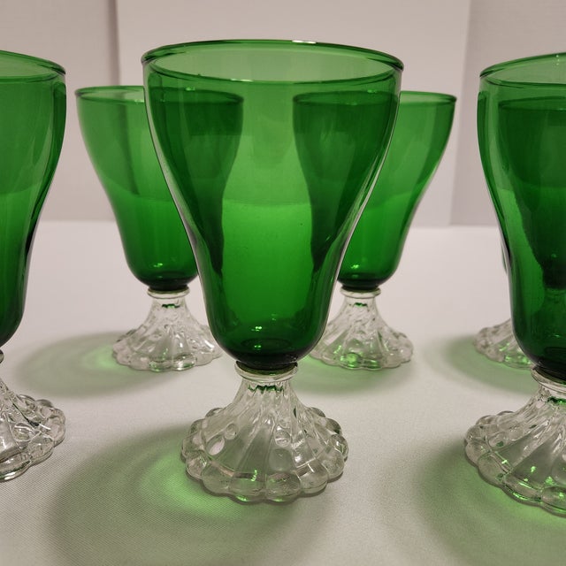 Anchor Hocking 1950s Forest Green "Boopie/Burple" Goblets Glasses Anchor Hocking - Set of 6 For Sale - Image 4 of 7