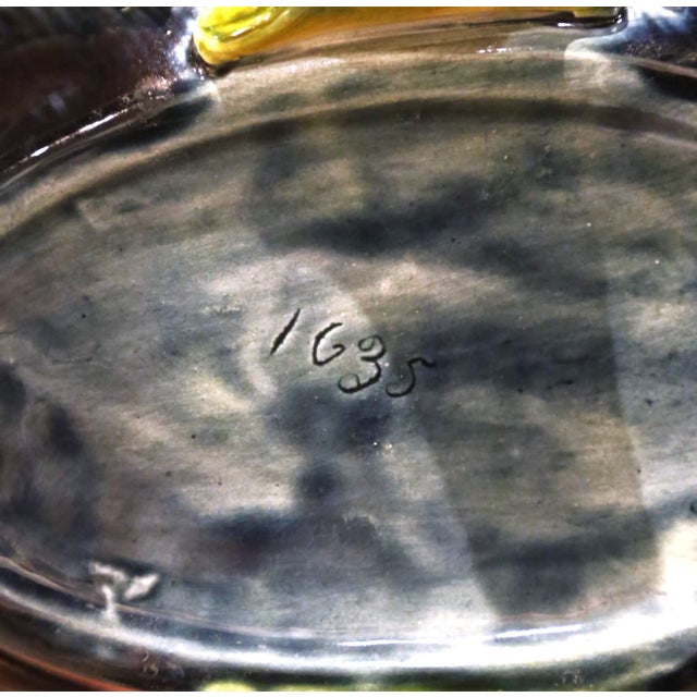 19th Century French Painted Ceramic Barbotine Floral Jardinière Planter For Sale - Image 10 of 10