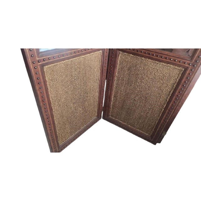 Vintage Maitland-Smith Hand Made Three-Panel Mirrored Woven Room Divider Screen For Sale - Image 10 of 11