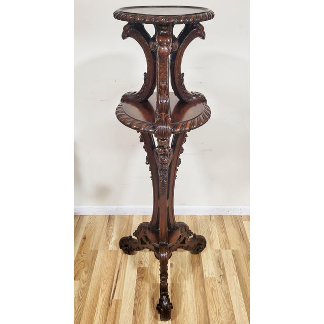 Antique American Federal Style Carved Wood Fern Stand Pedestal For Sale - Image 14 of 17