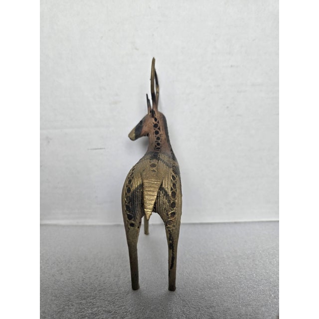 Vintage Indian Dhokra Brass Deer Sculpture For Sale In Los Angeles - Image 6 of 9