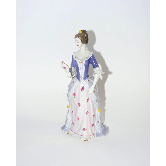 Holloháza Porcelain Figurine Lady With Mirror For Sale - Image 10 of 11