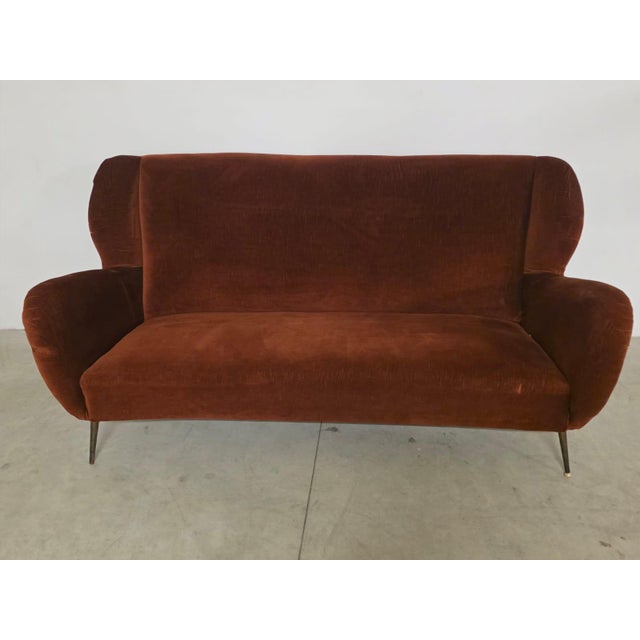 Vintage Italian Velvet Sofa, 1950s For Sale - Image 6 of 11