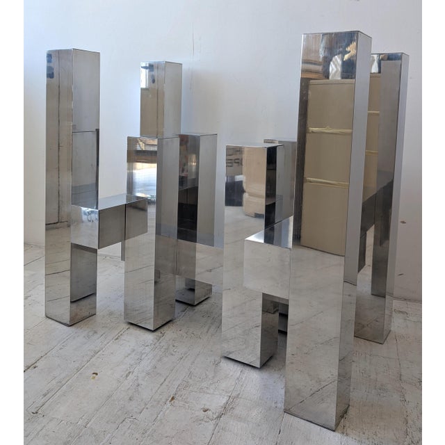 Silver Mid-Century Brutalist Sculptural Cityscape Dining Table from Paul Mayen, Habitat USA. 1970s For Sale - Image 8 of 18