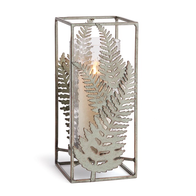 Inspired by this classic, lush greenery the Verdigris Fern Hurricane is a work of art. Add a warm, glowing candle for a...