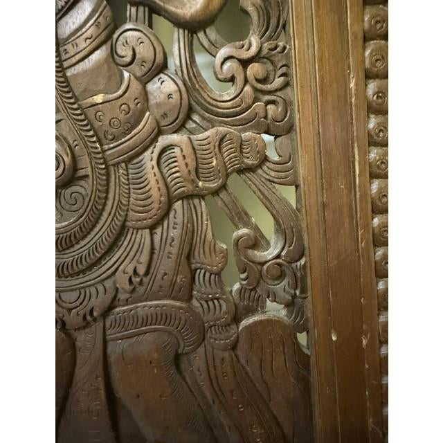 Asian Antique 1960s Balinese Hand-Carved Teak Mythological & Bhoma Relief Panel - Museum Auction Provenance For Sale - Image 3 of 15