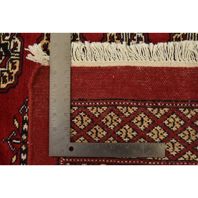 Bokhara Rug 8′ X 10’1” Red Wool Tribal Hand-Knotted Oriental Carpet For Sale - Image 13 of 13
