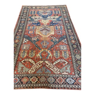 1930s Red Ground Rustic Geometric Tribal Antique Soumak Rug For Sale