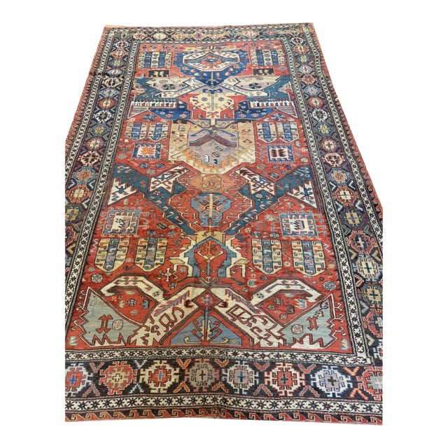 1930s Red Ground Rustic Geometric Tribal Antique Soumak Rug For Sale
