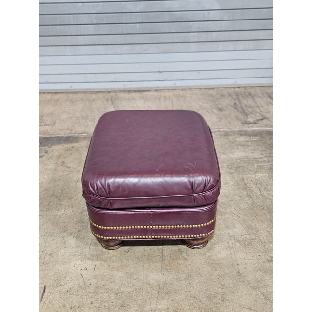 Late 20th Century Hancock & Moore Burgundy Leather Club Chair Arm Chair W Match Ottoman For Sale - Image 11 of 13