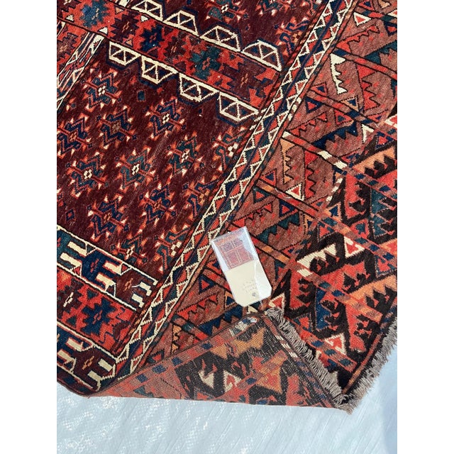 Textile 1900s Vintage Turkmen Tribal Prayer Rug 5'3'' X 3'11'' For Sale - Image 7 of 9