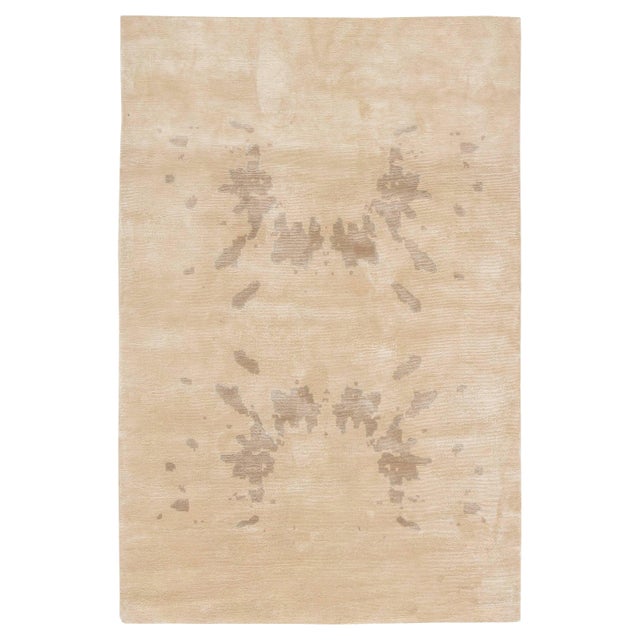 Contemporary Botanic Beige Silk Rug by Doris Leslie Blau For Sale