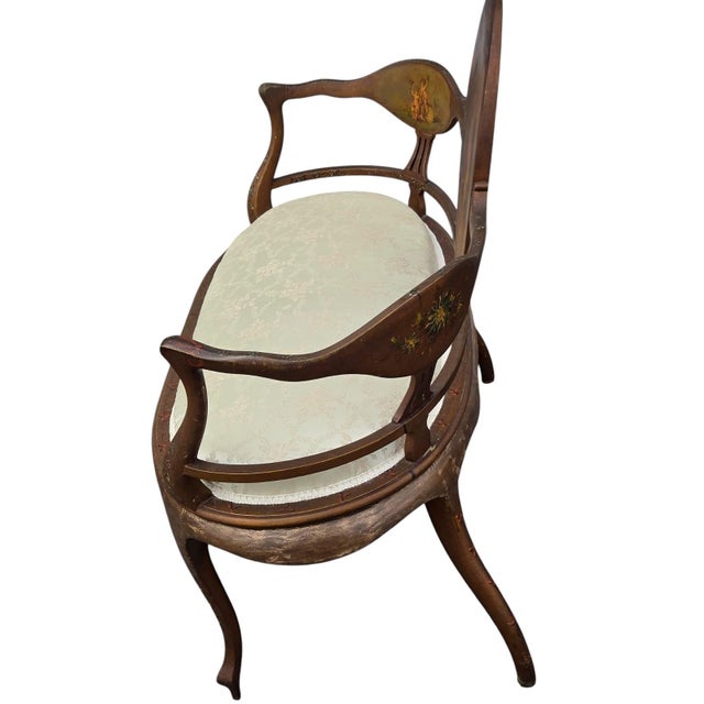 French 19th Century French Louis XV Style Hand-Painted Romantic Settee / Loveseat For Sale - Image 3 of 18