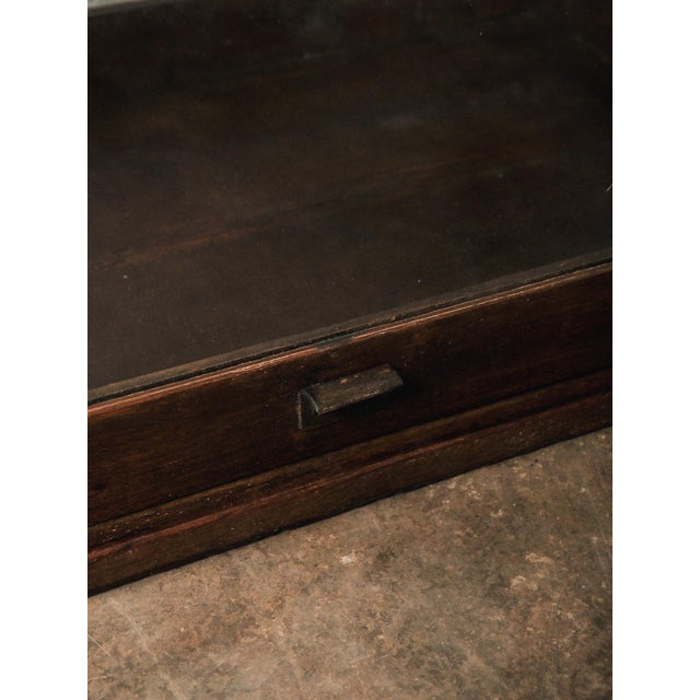 Traditional Vintage Wooden Glass Display Showcase With Dark Stained Frame For Sale - Image 3 of 5