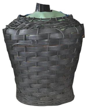 Mid-Century Glass Demijohn in Plastic Basket