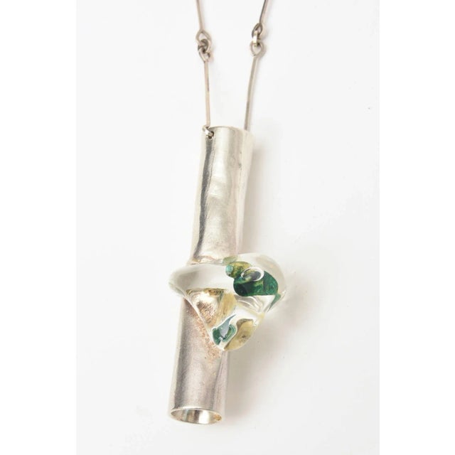 This is part of Chairish’s Costume Jewelry assortment. This stellar and sculptural vintage long necklace has a sculptural...