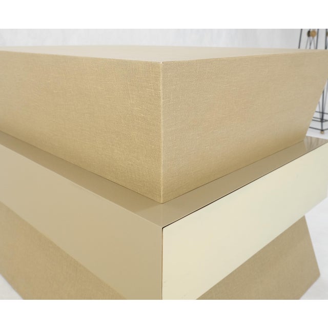 1990s Linen Wrapped Ernest C. Masi "Sheaf of Wheet" Shape One Drawer End Table For Sale - Image 5 of 12