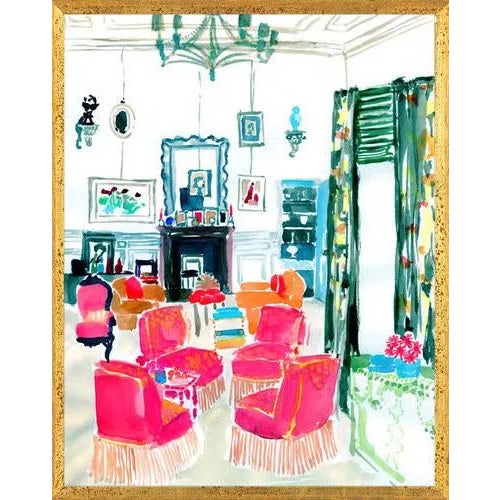 Hamish Bowles Sitting Room by Caitlin Dinkins, Framed Art Print, 16x20 For Sale