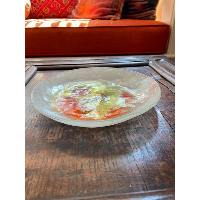 Vintage Art Glass Shallow Bowl For Sale - Image 9 of 12