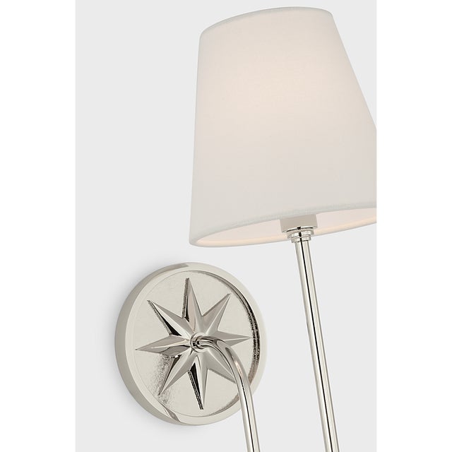 2020s Chapman & Myers for Visual Comfort Signature Polaris 17" Single Sconce in Polished Nickel with Linen Shade For Sale - Image 5 of 7