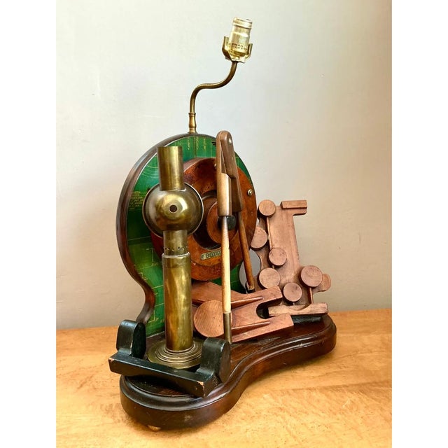 Late 20th Century Vintage Wood and Metal Maritime Assemblage Lamp For Sale - Image 5 of 12
