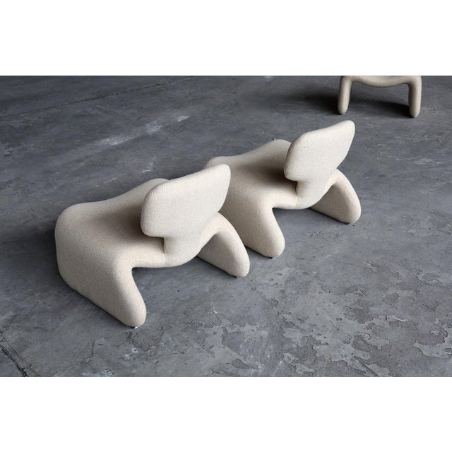 Cream Djinn Lounge Chairs with Ottoman by Olivier Mourgue for Airborne, France, 1960s, Set of 3 For Sale - Image 8 of 10