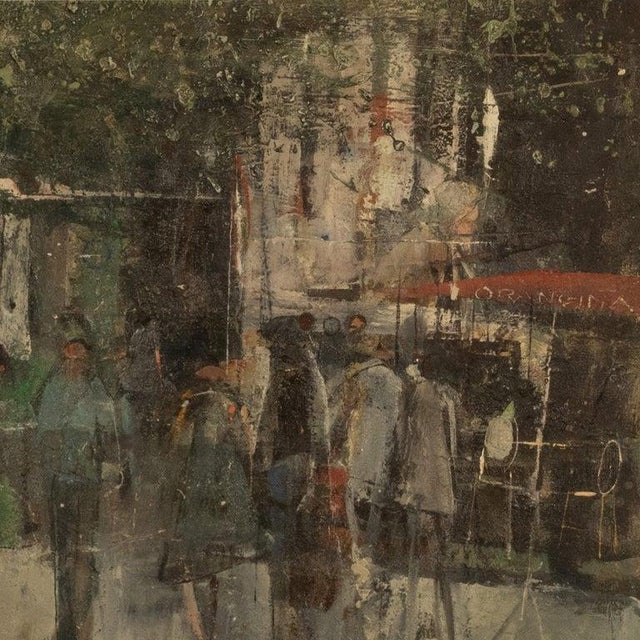 French Modernist Impressionist Paris Street Scene Oil on Canvas Painting Jean-Claude Chesnay 1960s For Sale - Image 10 of 14
