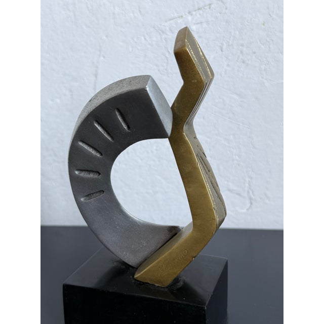 Abrstract Bronze and Aluminum Sculpture Signed Palermo, Brazil 1990s For Sale - Image 9 of 13