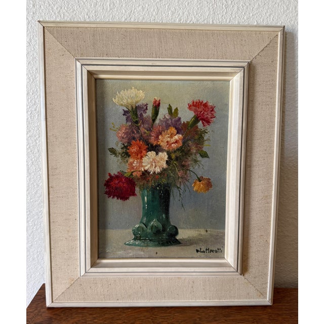 1960s Otto Von Lutterotti Oil on Canvas Original Frame Still Life Floral Austria For Sale - Image 10 of 10