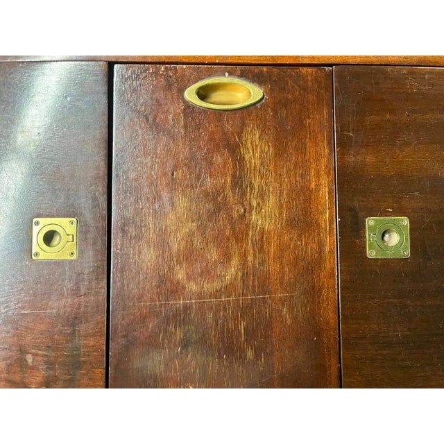 Mid-Century Modern American of Martinsville Unique Buffet / Console, Brass Handles and Fold Down Sides and Hidden Ice Bucket For Sale - Image 13 of 13