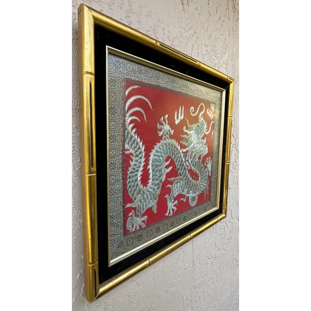 Chinese Dragon, Framed Silk Textile Embroidery For Sale - Image 12 of 12