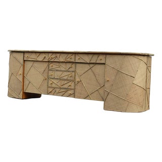 Large Vintage Low Bamboo Sideboard, Italy, 1970s For Sale