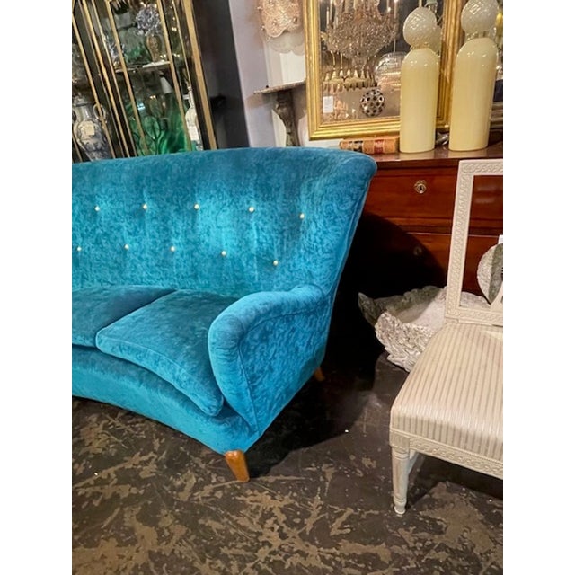 Teal MCM Italian Sofa, Manner of Zanuso For Sale - Image 8 of 10